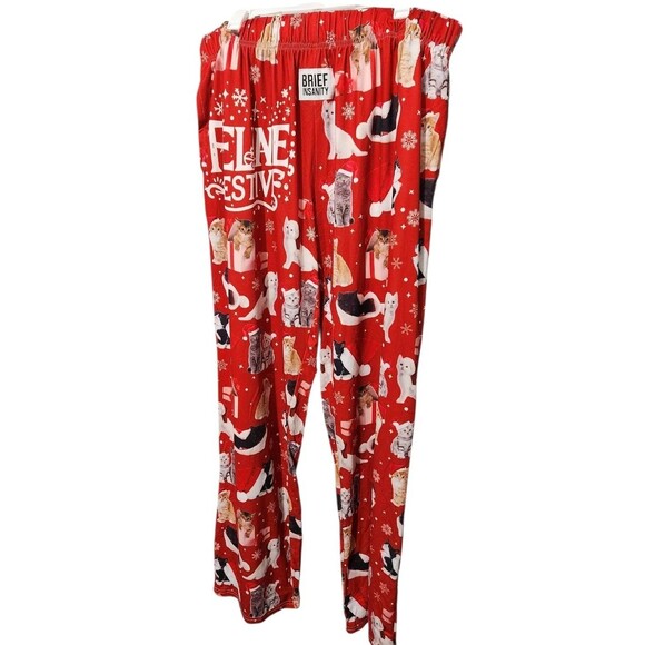 Brief Insanity	Size	L Feline Festive Cat Kitten Christmas Lounge Pants Unisex - Picture 3 of 6